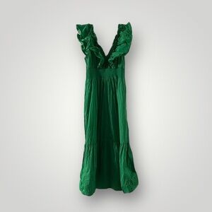 Adrianna Papell Green Midi Dress with Ruffle Detail